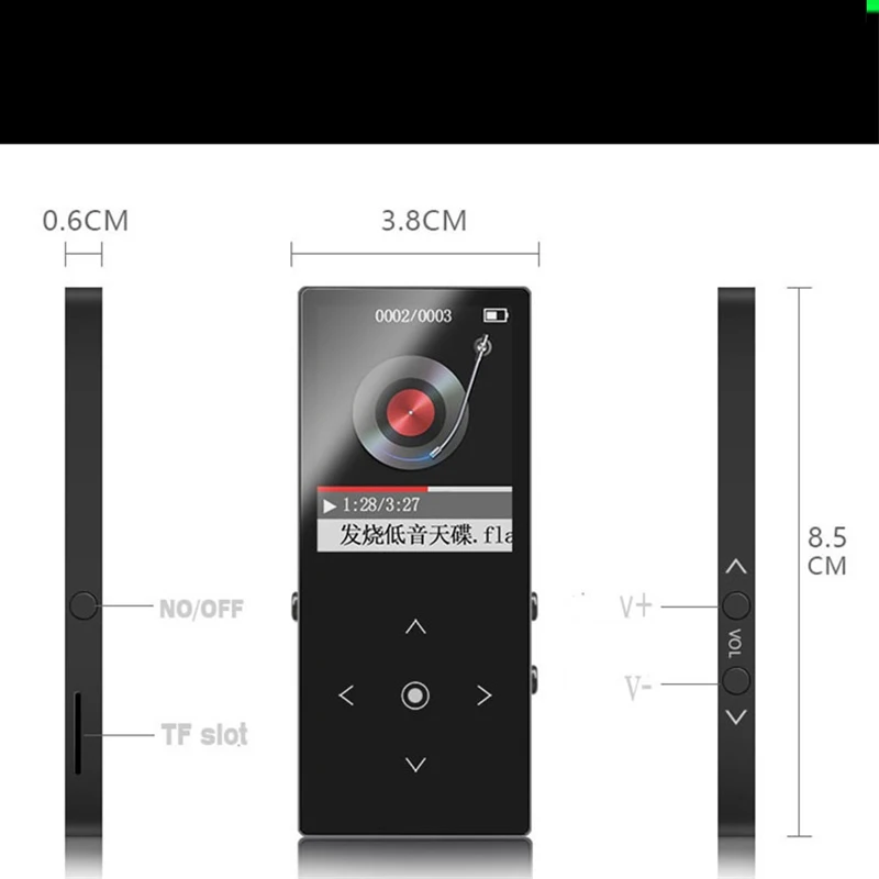 BENJIE K8 ультра тонкий 8 Гб Bluetooth Mp3 MP4 плеер 1 дюйма цветной экран без потерь звук с FM