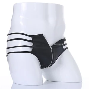 Мужское кожаное нижнее белье на молнии, с низкой посадкой