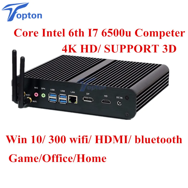 Горячие Мини-ПК i7 6500u Skylake безвентиляторный Оконные рамы 10 Barebone Intel HD 4 К htpc 1 * DP HDMI +