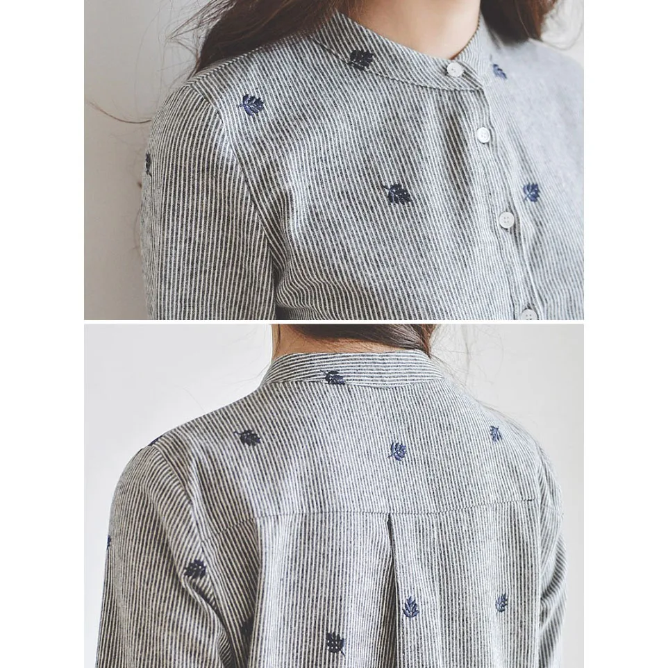 Женская блузка с длинным рукавом и вышивкой в полоску|long sleeve women shirt|blouse longembroidery
