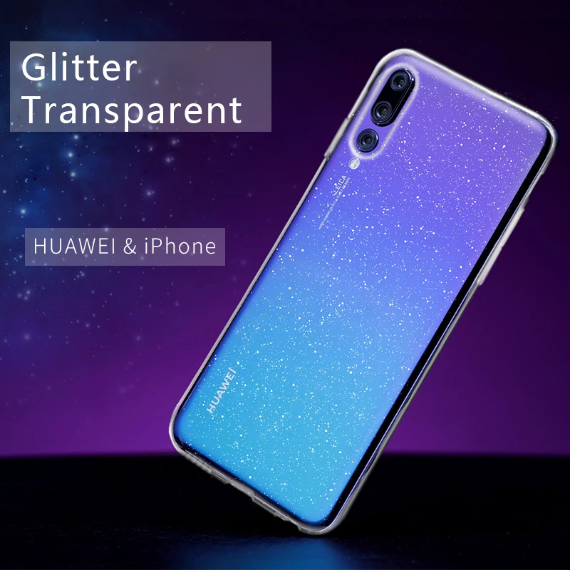 Glitter Soft Case For Huawei Honor 8X Cover Funda 10 V20 Max 8 X Pink Transparent |