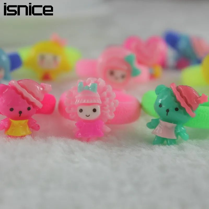 Isnice 14 шт. (7 пар) Мультяшные карамельные цвета эластичные резинки для волос