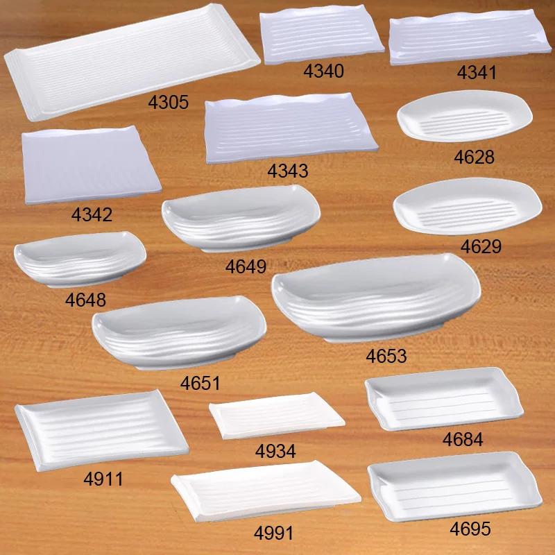 A5 Melamine Porcelain-Like Tableware Rectanlge Stripe Dish Restaurant Fish Plate Melamine Dinnereare Dinner Plate Of Eating