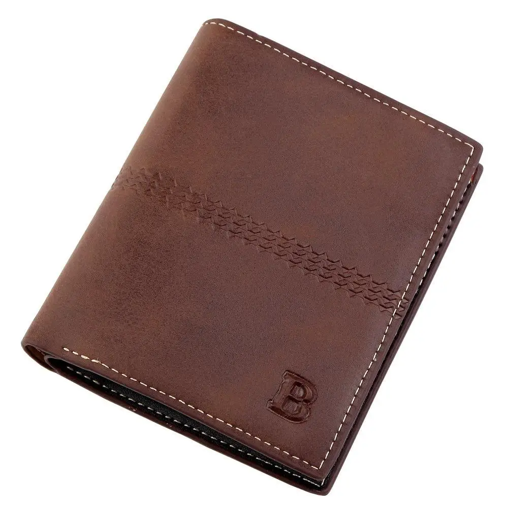 men's wallet Vintage brown Dollar Short Slim carteira masculina erkek cuzdan billetera hombre No Zipper wallet men B purse - Color: Brown 2