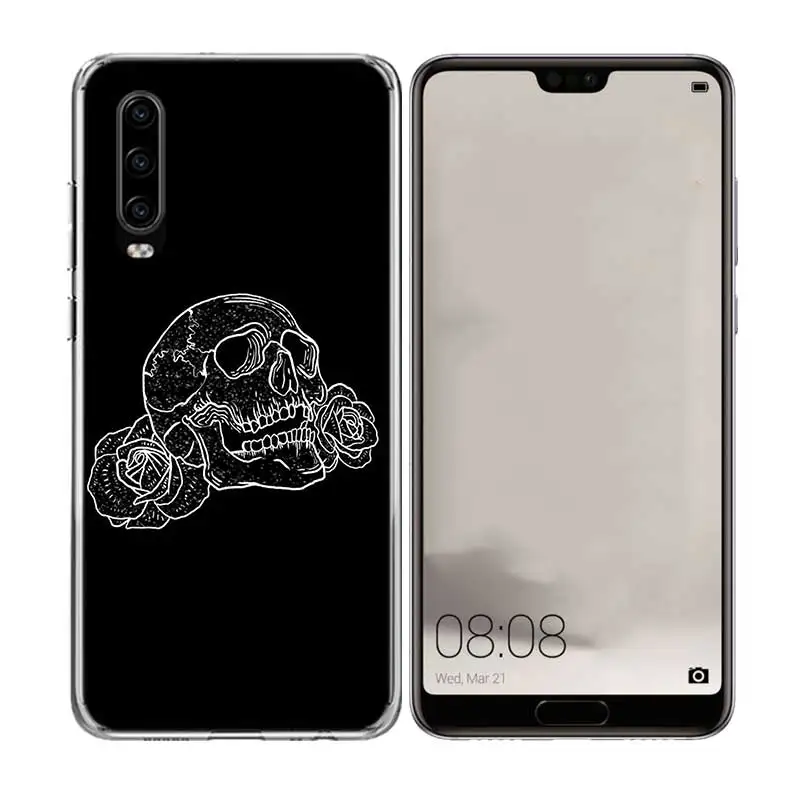 Силиконовый чехол для задней панели Abstract Line Face art dark Huawei P30 P20 Mate 20 10 Pro P10 lite P Smart + Plus