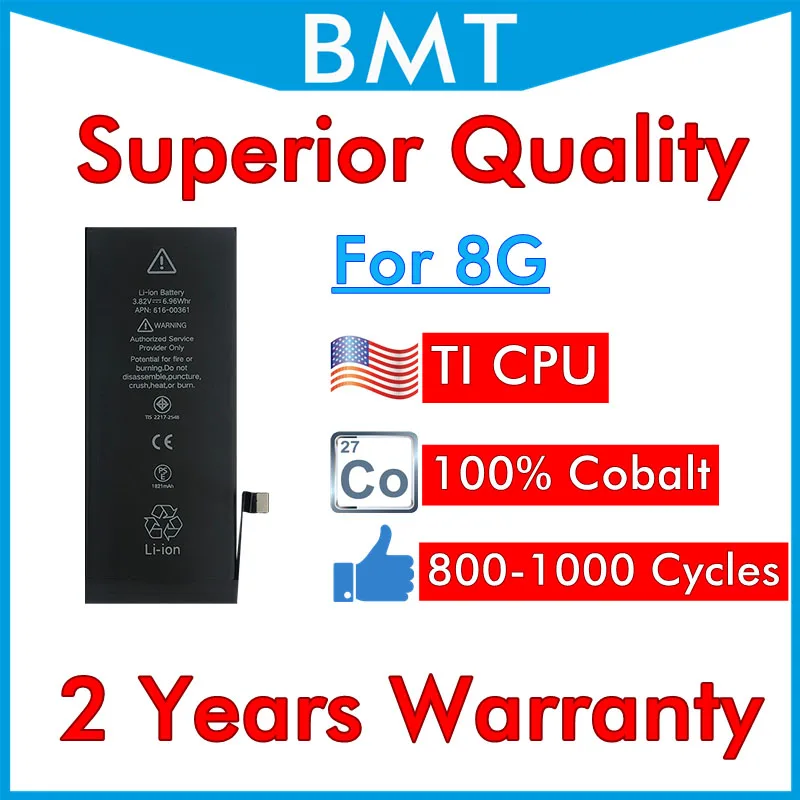 BMT 10 шт Превосходное качество батареи для iPhone 8 8G Кобальт ячейка+ ILC технология в Замена iOS 13 ремонт