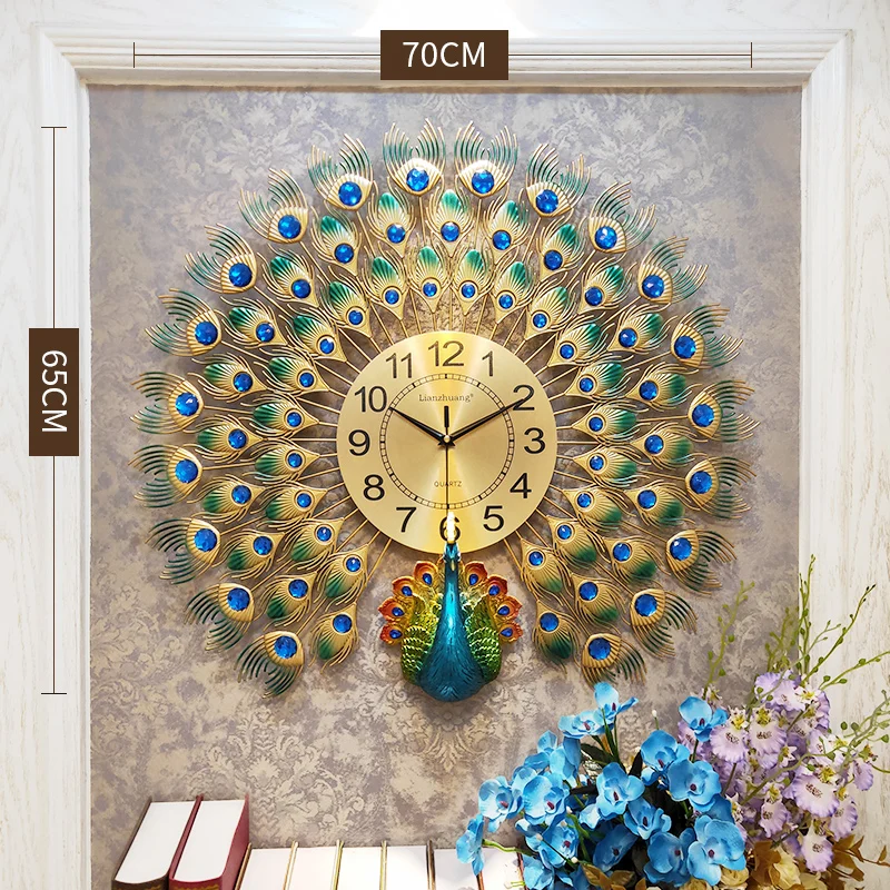 

Peacock Wall Clock Living Room Acrylic Diamond Clocks Creative Home Decoration Clock Wall Mute Electronic Wall Watch HotSellin