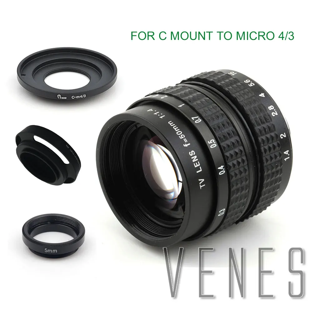 Объектив Venes 50 мм f/1 4 CC TV F1.4 для Nikon 1 M4/3 Pentax Q Nex Fuji FX EOS M A6300A5100 A6000 A5000 A3000 OM-DE-M10 II |