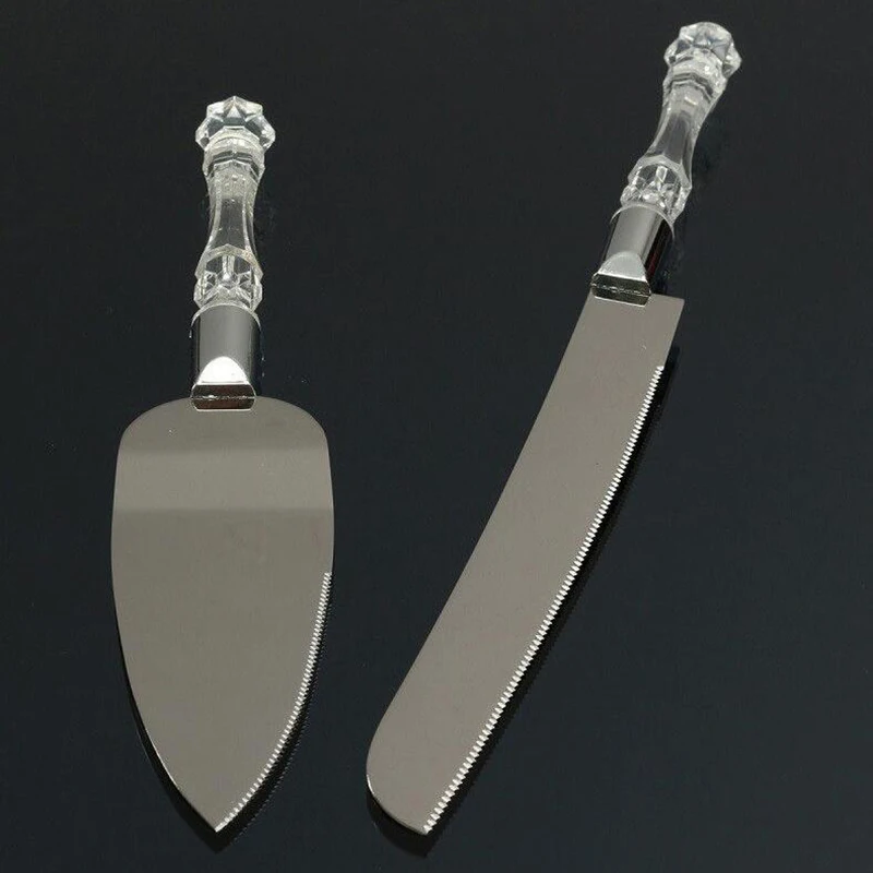 2pcs Wedding Cake Shovel Knife Server Set Stainless Steel Cake Spatula Birthday Party Tools Kitchen Accessories Acrylic Handle