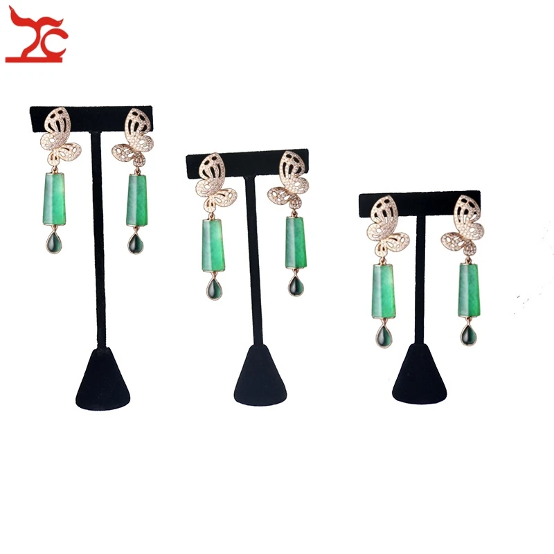 

Good Quality Black Velvet Jewelry Display Rack Earring Tree T Bar Display Holder Stud Organizer Storage Showcase Stand 3 Sizes