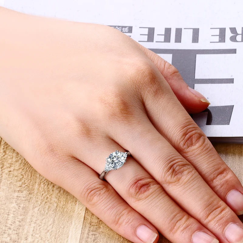 

QYI 2 ct Round Cut 925 Sterling Silver Rings Fashion Women Engagement Jewelry Zircon Female Wedding Finger Flower Rings Gift