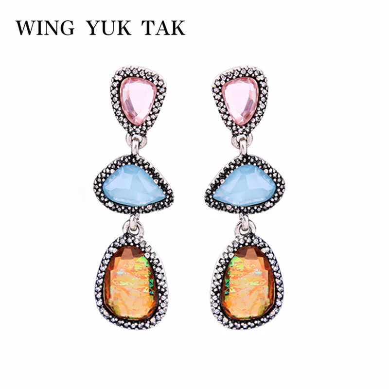 Wing yuk tak уникальные очаровательные Роскошные Многоцветные серьги с кристаллами