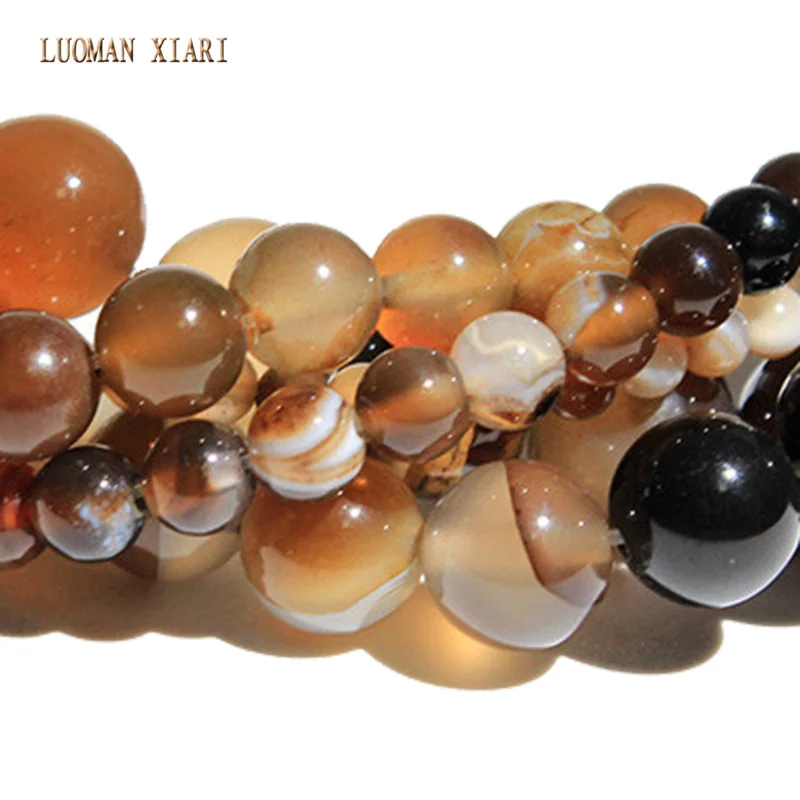 Оптовая продажа бусины из натурального кофейного агата в полоску коричневые