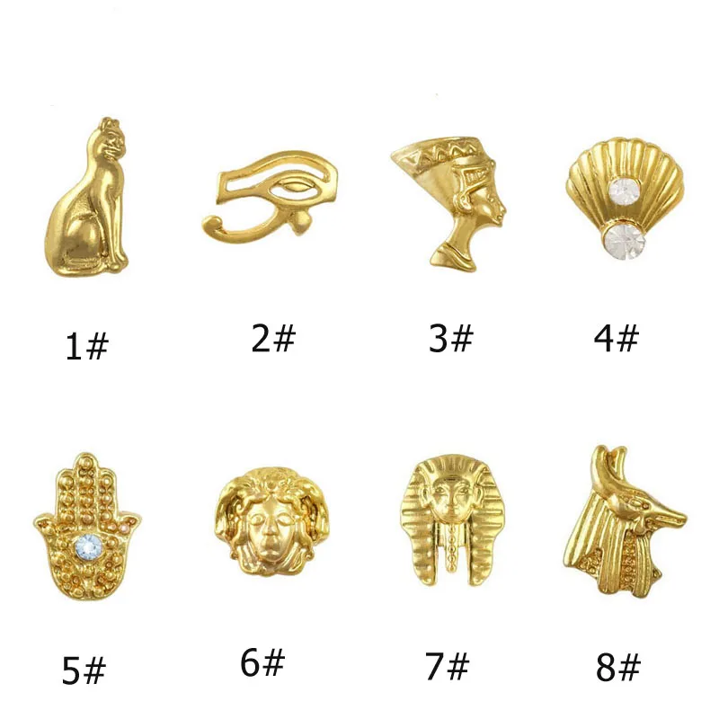 20 шт./упак. из золотистого металла Египетский стили Форма сплава Nail Art rhinesones шпильки украшения IDH2 DIY салонные наконечник