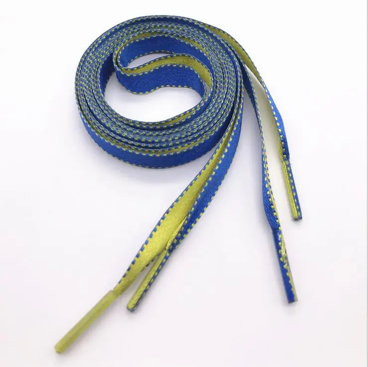 blue yellow Телевизор с шелковой ленты и шнурки Для женщин кроссовки спортивная обувь Шнурки двойной мульти Цвет Для мужчин шнурки струны 100 см cordones Zapatos - Цвет: blue yellow
