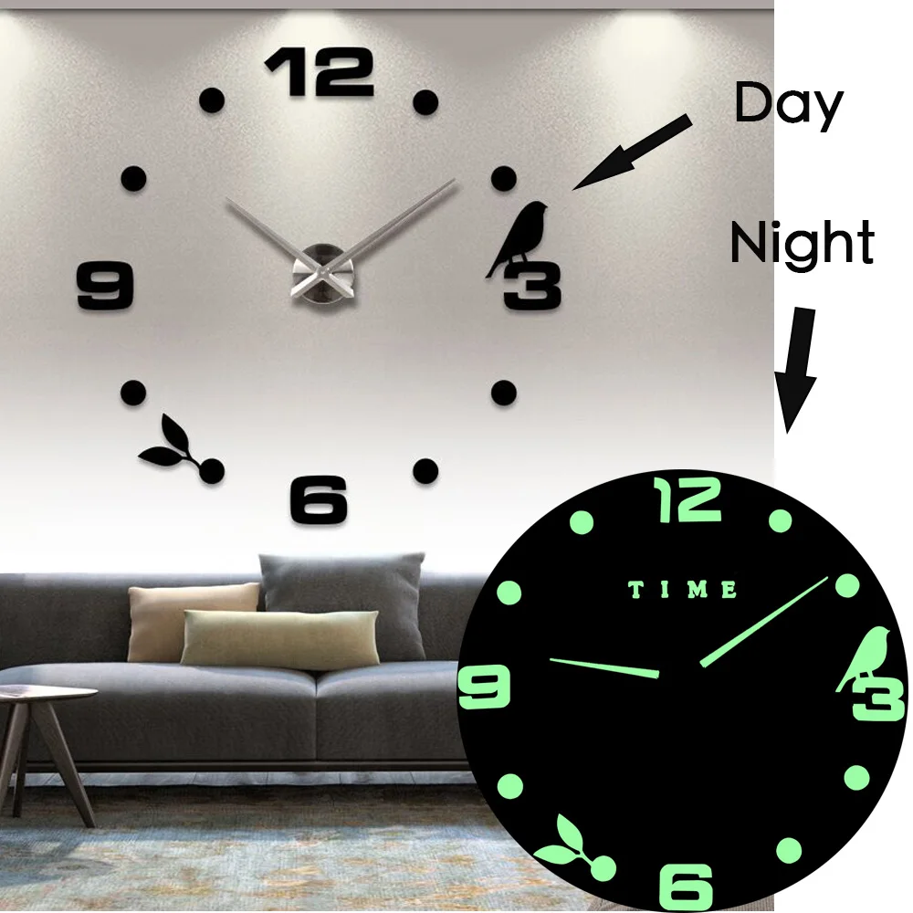 Светящиеся часы с птицами, настенные часы с подсветкой, часы Horloge Reloj Duvar Saati, современный дизайн, часы Pat Patrouille, настенные палочки uhr
