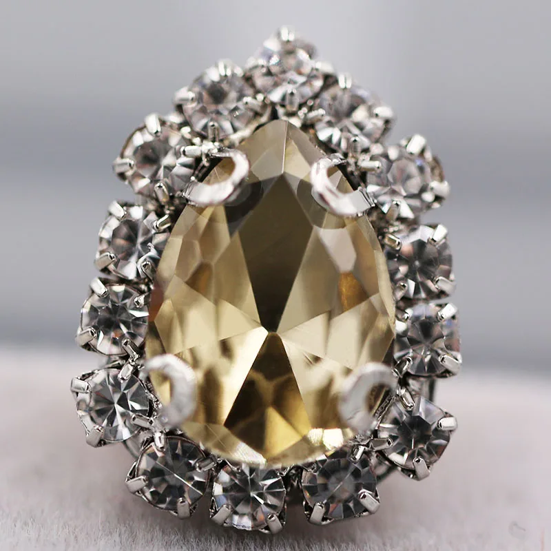 Новые стеклянные стразы для пришивания с когтями светлые кофейные плоские