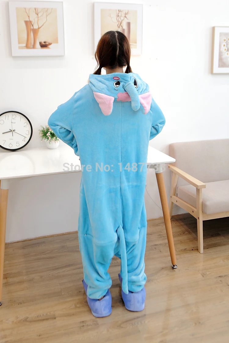 Кигуруми дизайн пижамы для взрослых животных Onesie Милая Фланелевая пижама Слоник