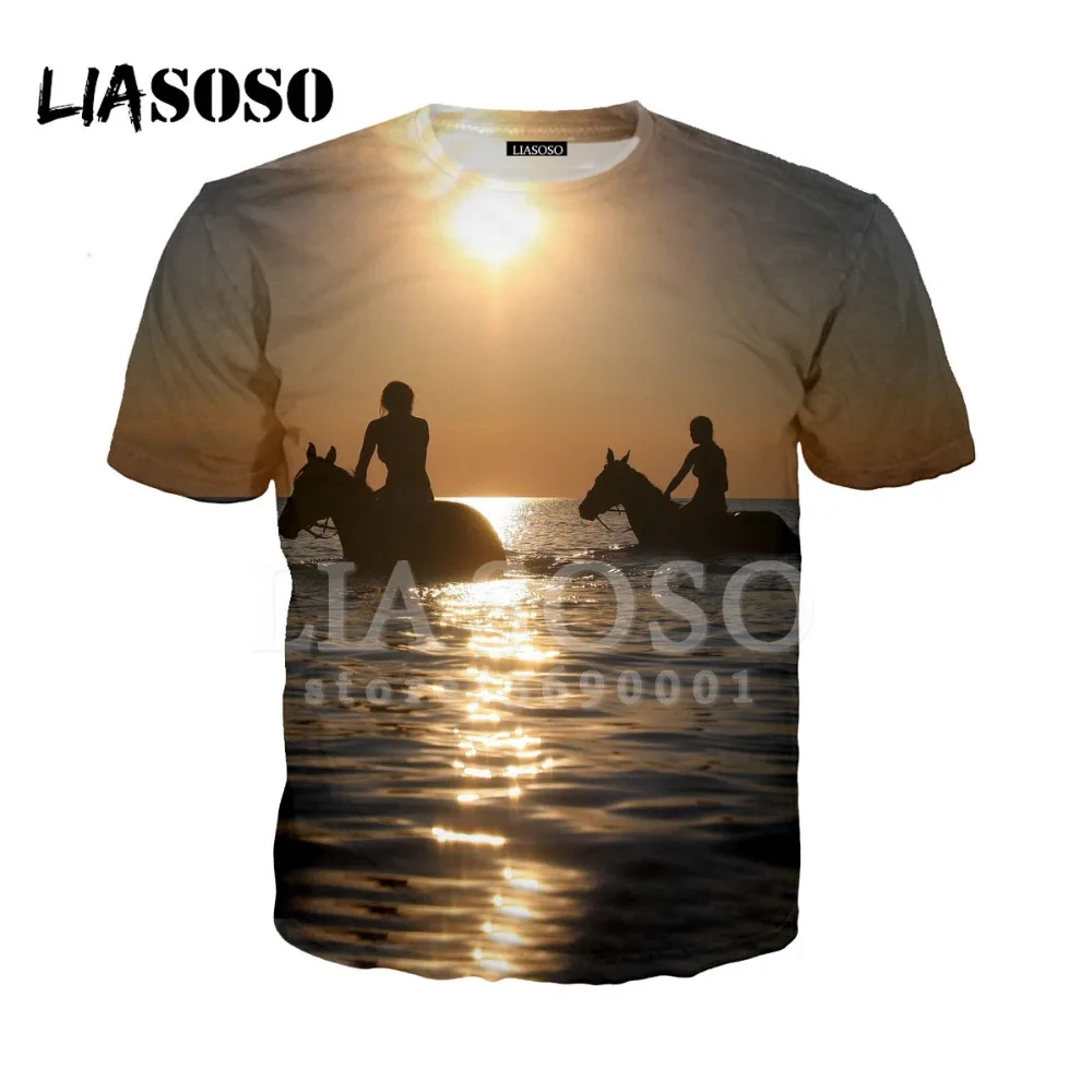 LIASOSO 2018 3D принтом женская и мужская сумасшедшая лошадь животных PatternTshirt летняя