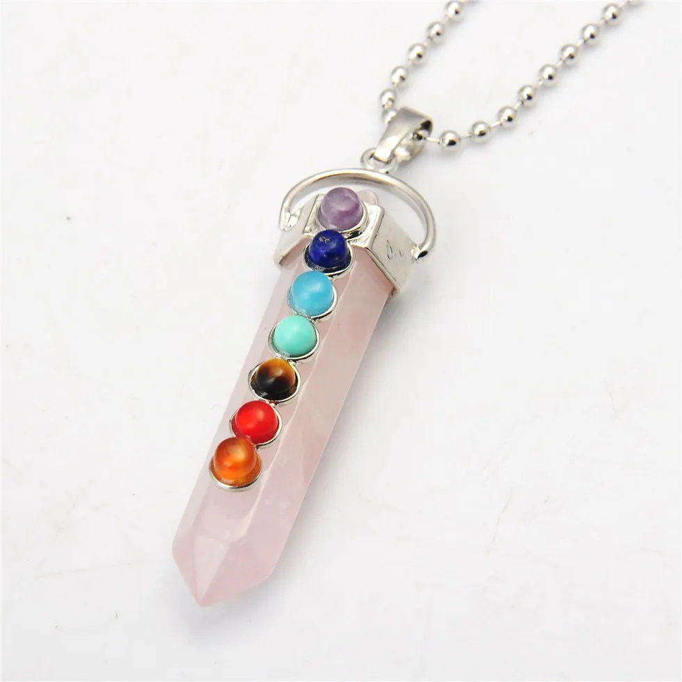 Шестигранная каменная подвеска в виде точечной чакры 7 дюймов для ожерелья