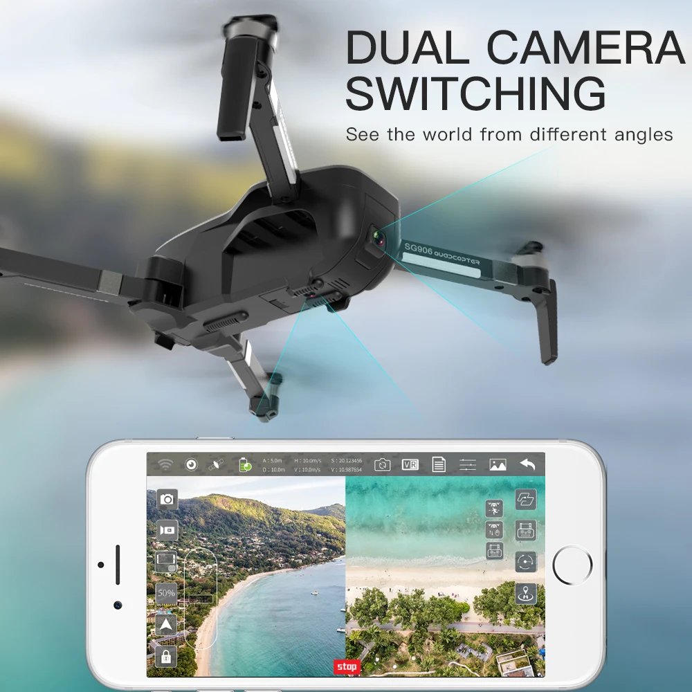 SG906GPS Бесщеточный 4 к RcDrone с камера Сумочка 5 г WifiFPV складной оптический поток позиционирования высота удержания RC Quadcopter Drone