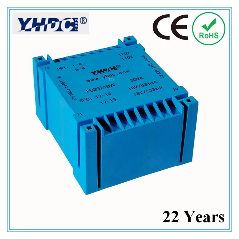 PU3921BW производитель UI Тип 30VA 2*110V 2*18V PCB Инкапсулированный трансформатор|encapsulated
