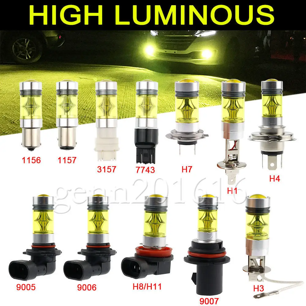 2X Автомобильная противотуманная фара H1 H3 H7 H8 H11 9006 1156 1157 7440 HB4 100 Вт LED12V для DRL