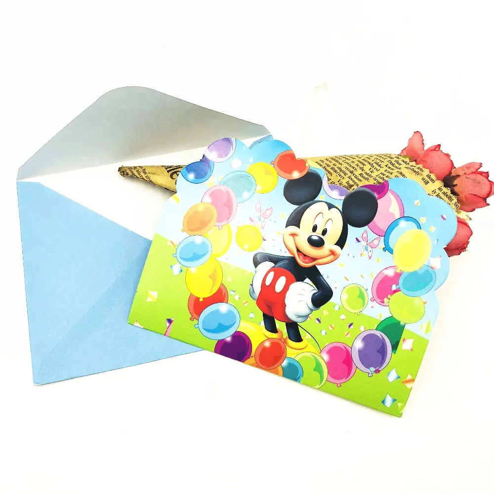 Mickey Mouse Theme Invitation Card Party decorations for kids Baby Happy Birthday wedding event party supplies | Дом и сад