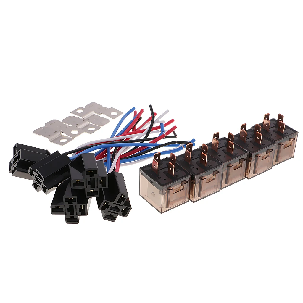 5 шт. DC12V 80Amp автомобильный SPST автомобильное реле 4 Pin провода жгут разъем|Реле| |