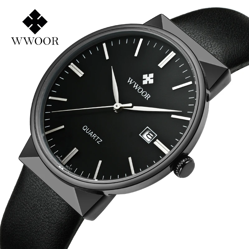 Модные Простые Стильные Роскошные Брендовые Часы WWOOR мужские тонкие часы с