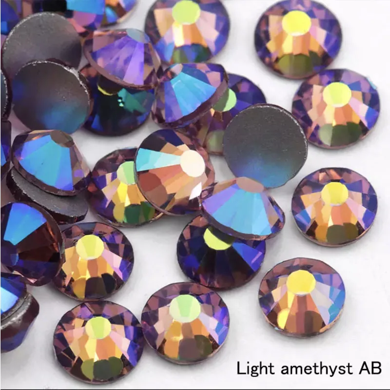 Color AB Glue on Glitter Flatback Glass Crystal Non Hot fix rhinestone For Gymnastics Clothes Shoes 3D Nail Art Decoration - Цвет: 13