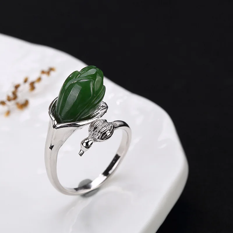 deer silver S925 pure antique mosaic and Tian Bi LAN orchid flower magpie lady open ring wholesale | Украшения и аксессуары