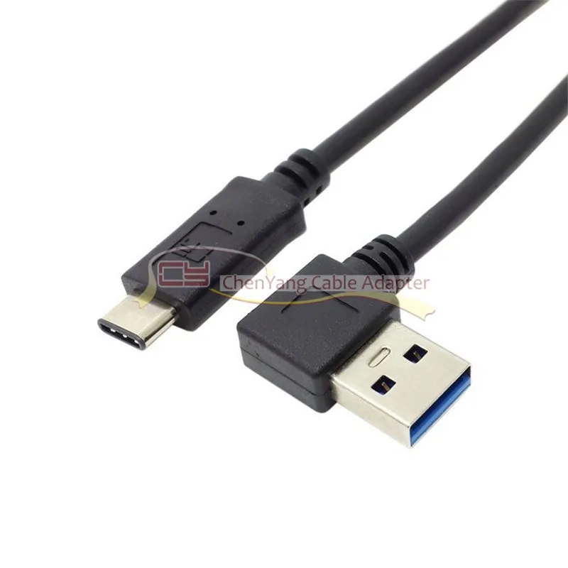 Реверсивный дизайн USB 3 0 1 Type C папа до 90 градусов левый Угловой Мужской кабель для