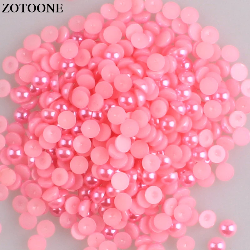 ZOTOONE плоские бусины жемчуга разноцветные ABS смолы полукруглые жемчужины для