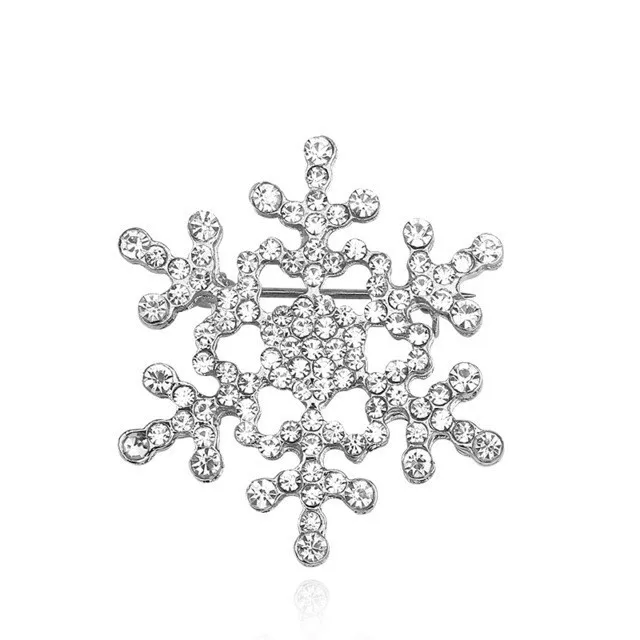 silver snowflake Модные стразы, пчела, черепаха, ящерица, медведь, корона, музыкальные ноты, броши в виде гитары, булавки, ювелирные изделия для женщин, рождественские подарки, броши - Окраска металла: silver snowflake
