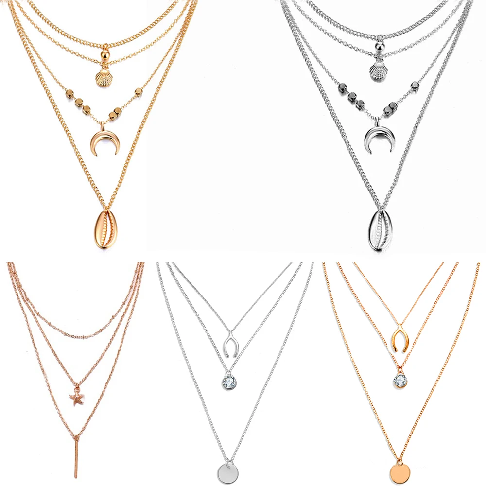 Женское многослойное ожерелье в богемном стиле 6 моделей|Ожерелья с подвеской| |