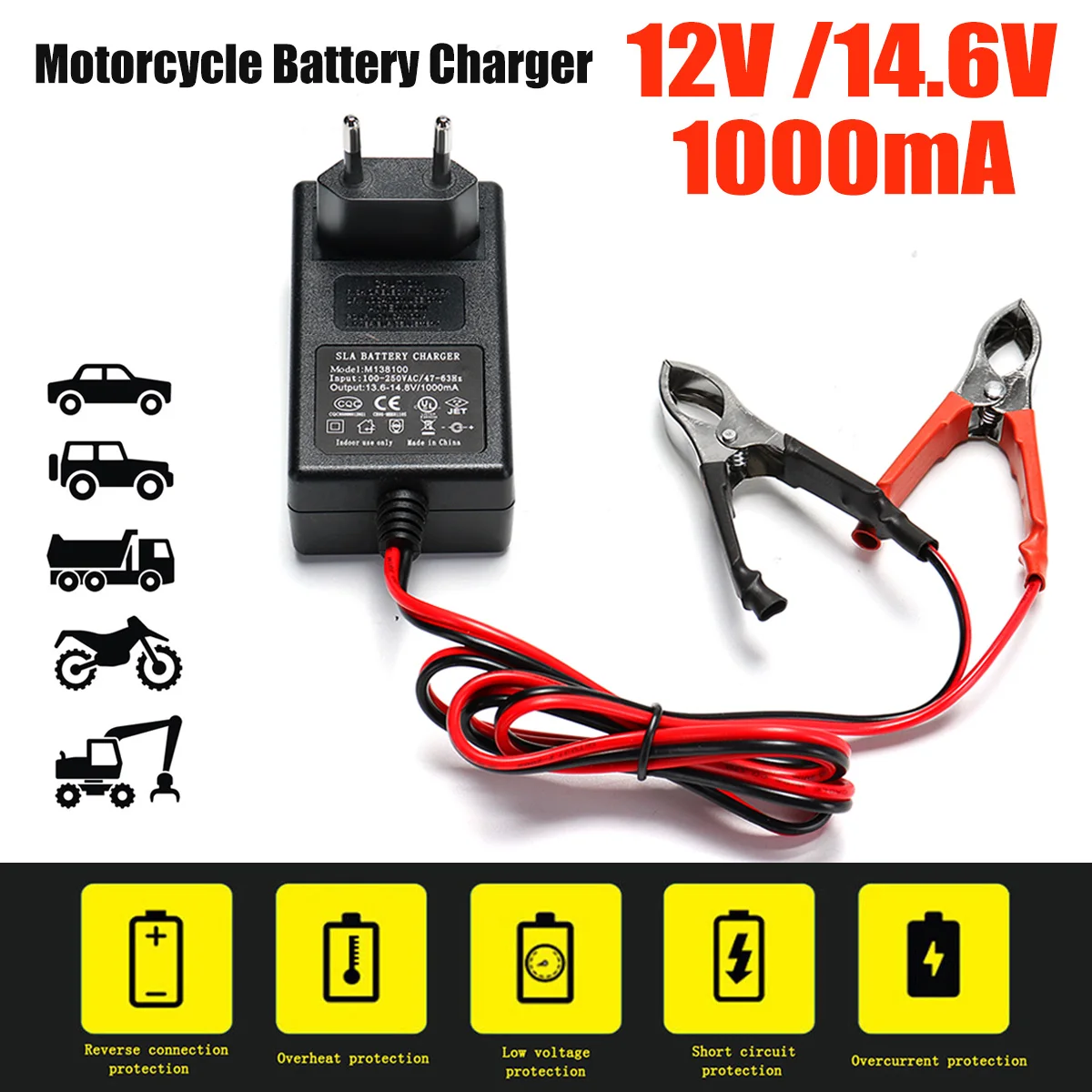 Интеллектуальное зарядное устройство maintender Trickle 12 V 14,6 V 1A для автомобиля, мотоцикла EU Plug