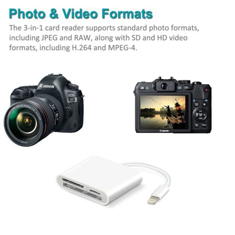 Устройство для чтения карт памяти Micro SD TF CF 3 в 1 устройство с разъемом Lightning iPhone iPad