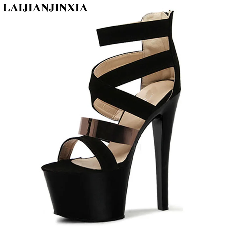 17cm Thin High Heels Women Pole Dance Shoes Sexy Night Club Party Dancing Shoes Platform Ultra Heels  Sandals