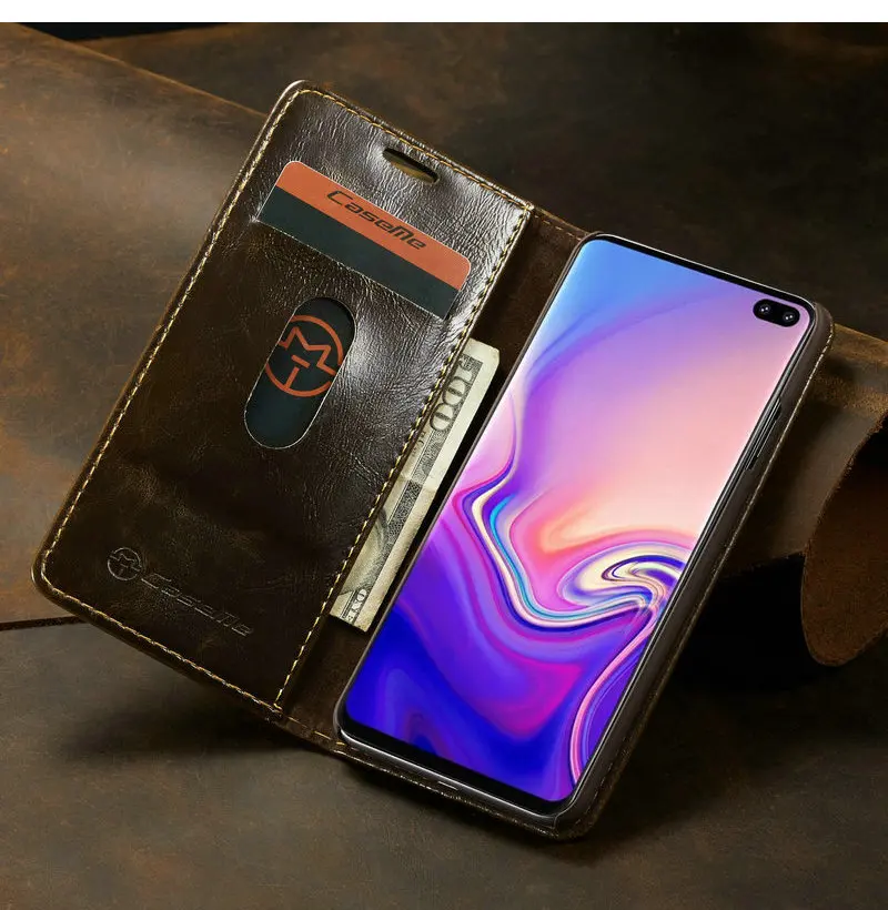 Чехол мне Магнитный кошелек чехол для samsung Galaxy S10 класса люкс с двусторонним лезвием захлестывающийся чехол для Galaxy S10e Note 8 9 S6 S7 S8 S9+ чехол s
