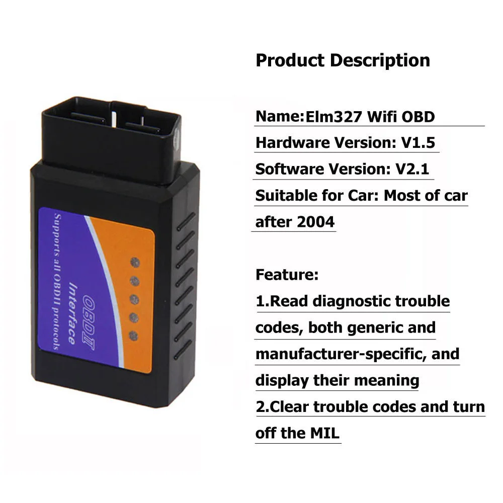 Elm327 Wi Fi OBD2 V1.5 Диагностический Автомобильный сканер с лучшим чипом Elm 327 OBD подходит