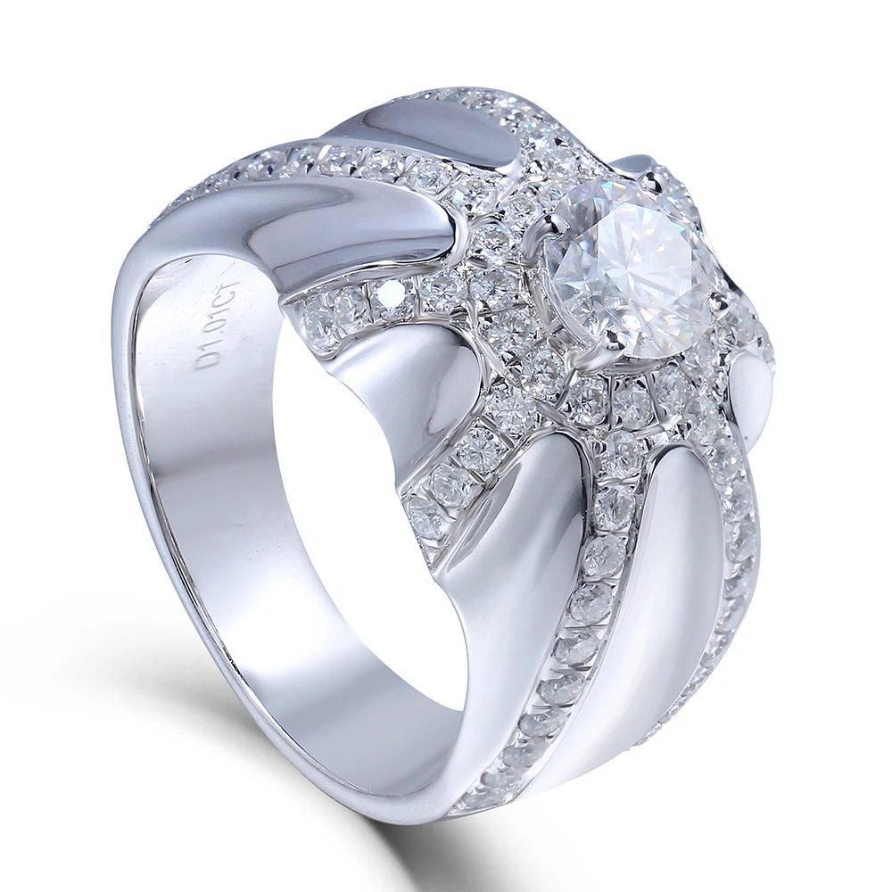 Подлинная 14 К 585 Белое золото 1 карат Центр 6 5 мм F цвет Лаборатория Grown Moissanite с