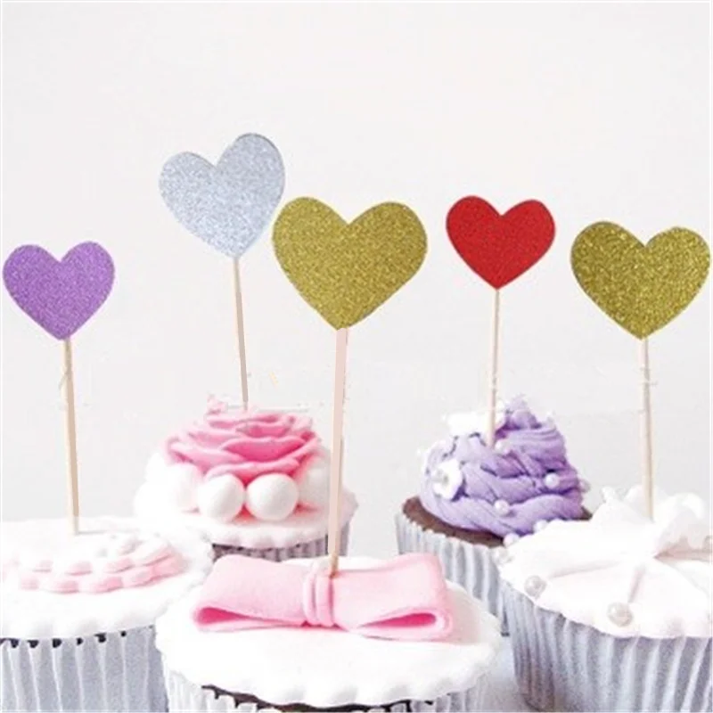 40 шт./лот Сердце Звезда кекс Toppers выпечки торт Topper Baby Shower украшение для свадебной