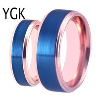 classic wedding engagement rings women mens anniversary ring blue and rose step tungsten ring for couples lovers party rings