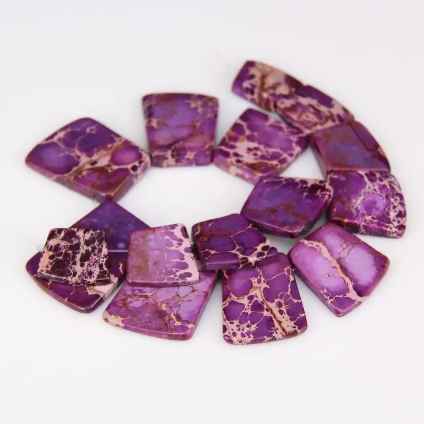 

Impression Stone Graduated Slab Beads Pendants Jewelry,Drilled Purple Sea Sediment Stones Trapezoid Square Beading Necklace