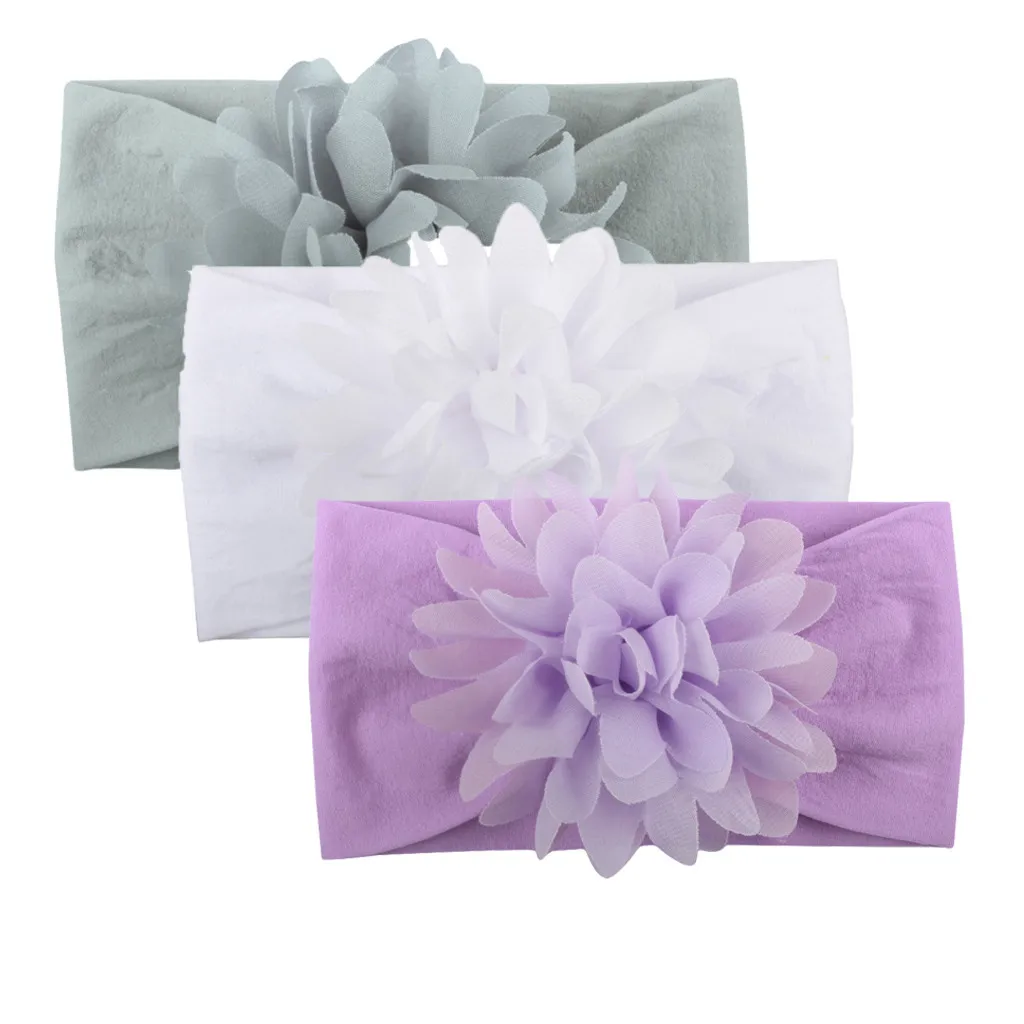 Обруч для волос s маленьких девочек однотонный ободок унисекс с цветочным узлом