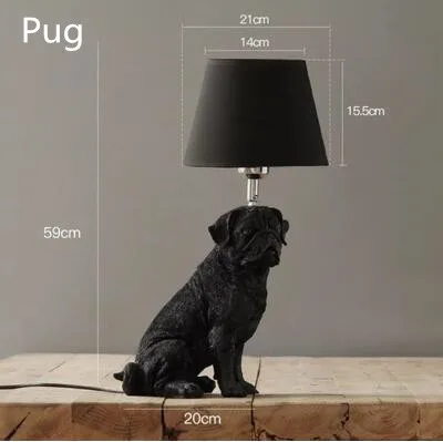 Pug black Смоляный милый Настольный светильник для собак s лампа прикроватная черный белый корги Boston Мопс Beagle собака настольная лампа ретро животное черная собака Настольный светильник - Цвет корпуса: Pug black