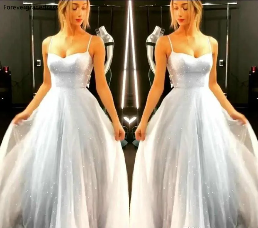 

Silver Evening Dresses 2019 Cheap A Line Spaghetti Straps Formal Women Holiday Wear Celebrity Party Gowns Plus Size Custom Made