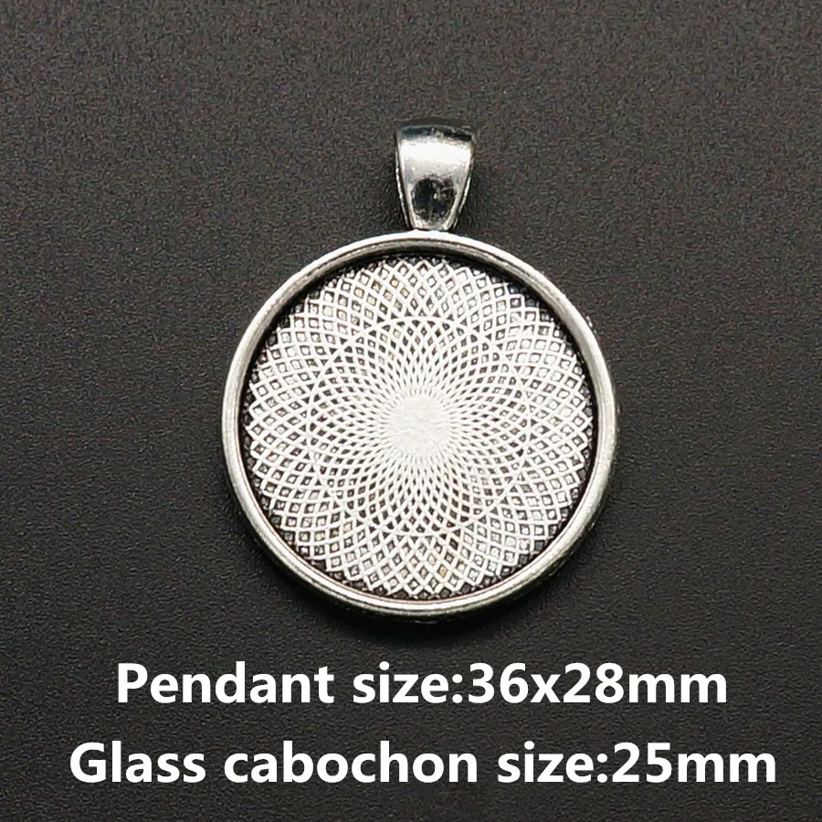 

Round Silver color/Black/Bronze Pendant Settings Cabochon Base Blank Fit 25mm Round Glass Cabochons DIY Necklace Making findings