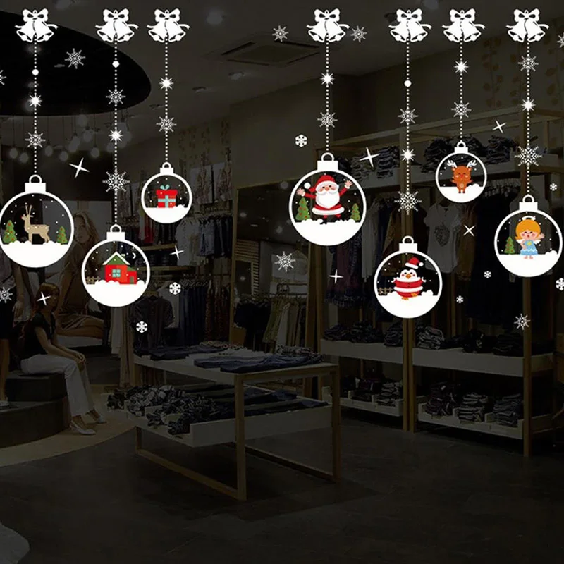 Christmas Room Santa Claus Snowmen Elk Wall Stickers Window decor | Дом и сад